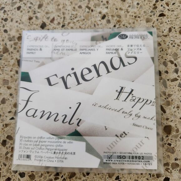 Creative Memories Friends & Family Vellum Pack 30 Quotes On Chiffon Vellum Paper - Picture 1 of 5
